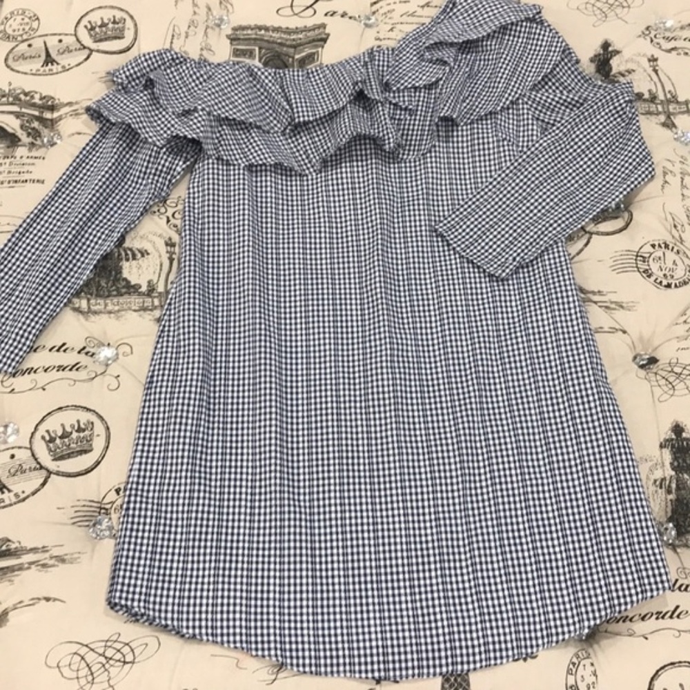 Adelyn Rae Gingham One-Shoulder Ruffle Dress - Picture 3 of 7